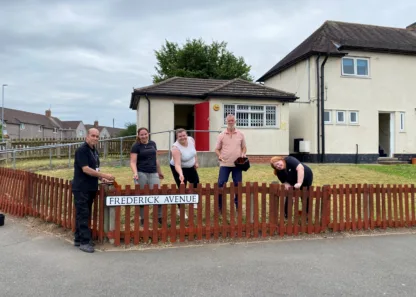 Volunteers outside Frederick Avenue, Hinkley an Action Homeless property