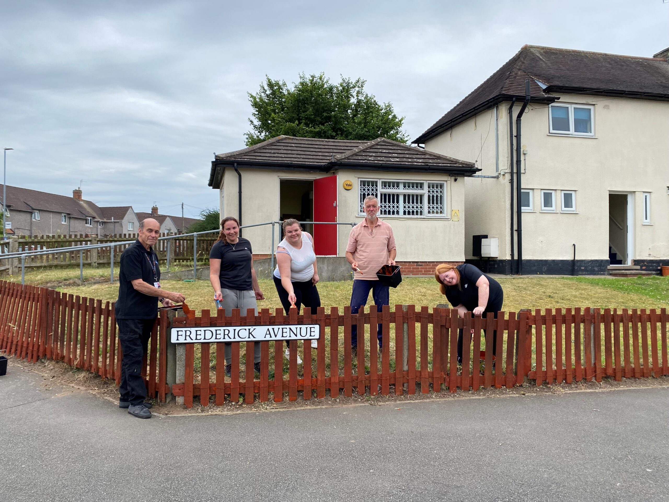 Volunteers outside Frederick Avenue, Hinkley an Action Homeless property