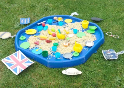 Tough tray set up with children's activities